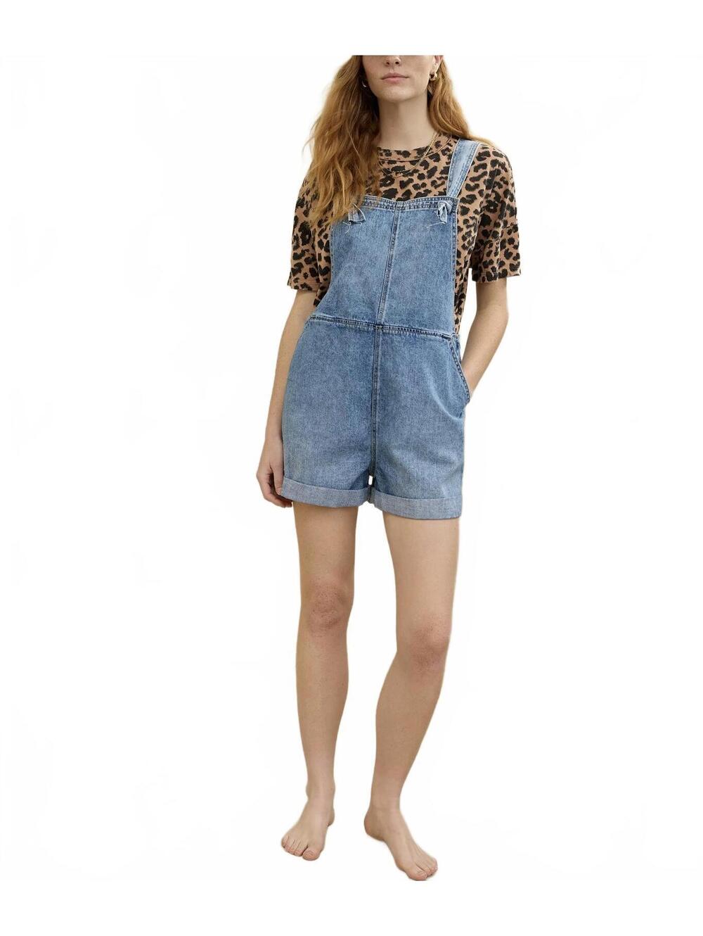 AE Aerie Denim Shortall Romper American Eagle NWT Medium Indigo Wash XXL